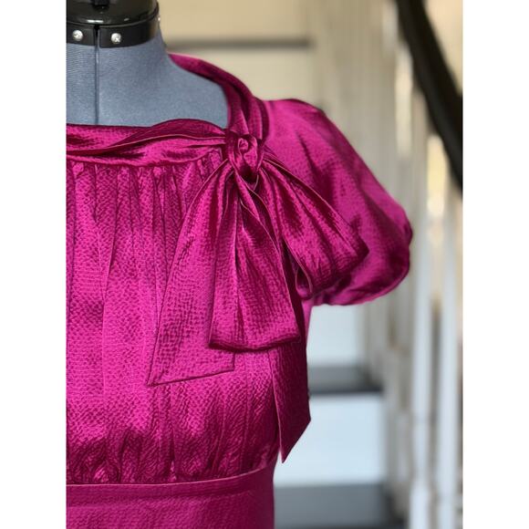 Boutique Retro Silk Raspberry Special Occasion Dress Wedding Guest Derby Party - Picture 8 of 12